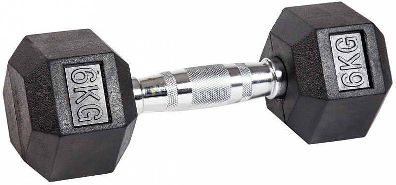 Гантель гексагональная обрезиненная PROFI-FIT 6 кг
