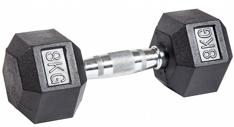 Гантель гексагональная обрезиненная PROFI-FIT 8 кг