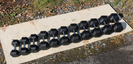 Гантель гексагональная обрезиненная PROFI-FIT 9 кг